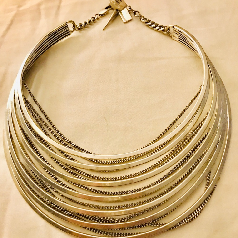 NEW Jenny Bird Silver Multi-Strand Statement Necklace Choker - Picture 4 of 4